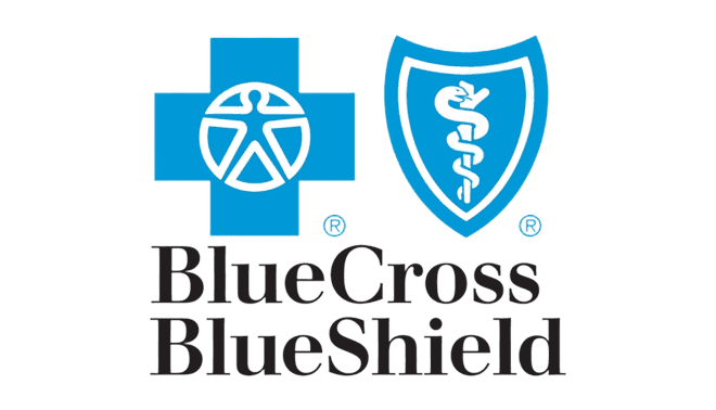 Blue Cross Blue Shield logo consisting of a blue cross and blue shield with medical symbols.